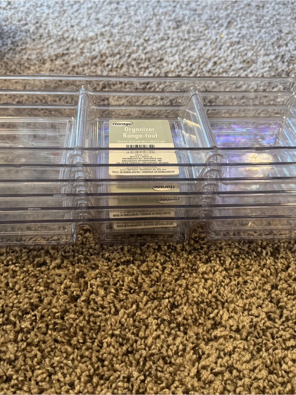 Clear Plastic Organizer Tray - Transparent Home Storage x6